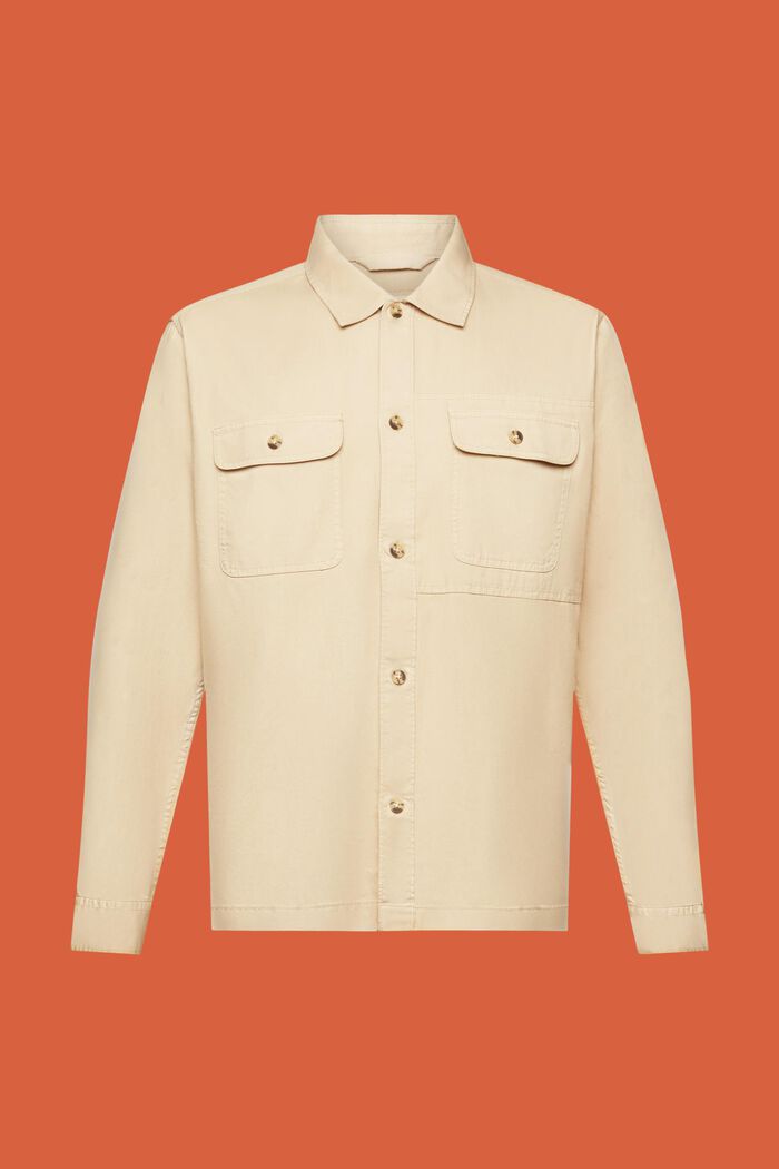 Overshirt in twill, 100% cotone, SAND, detail image number 5