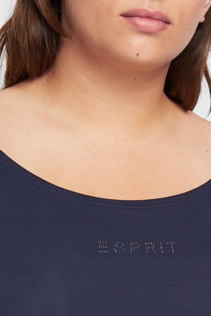 Maglia a maniche lunghe con strass CURVY, NAVY, detail image number 0