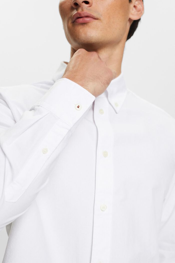 Camicia in popeline di cotone con colletto button down, WHITE, detail image number 3