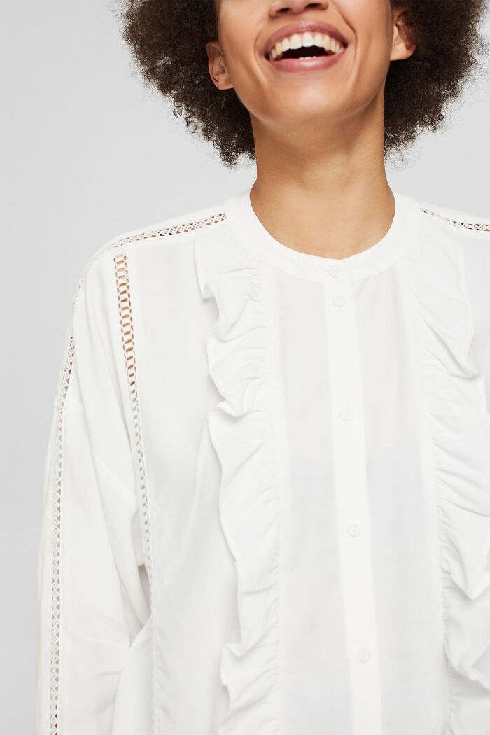 Blusa con ruches, LENZING™ ECOVERO™, OFF WHITE, detail image number 2