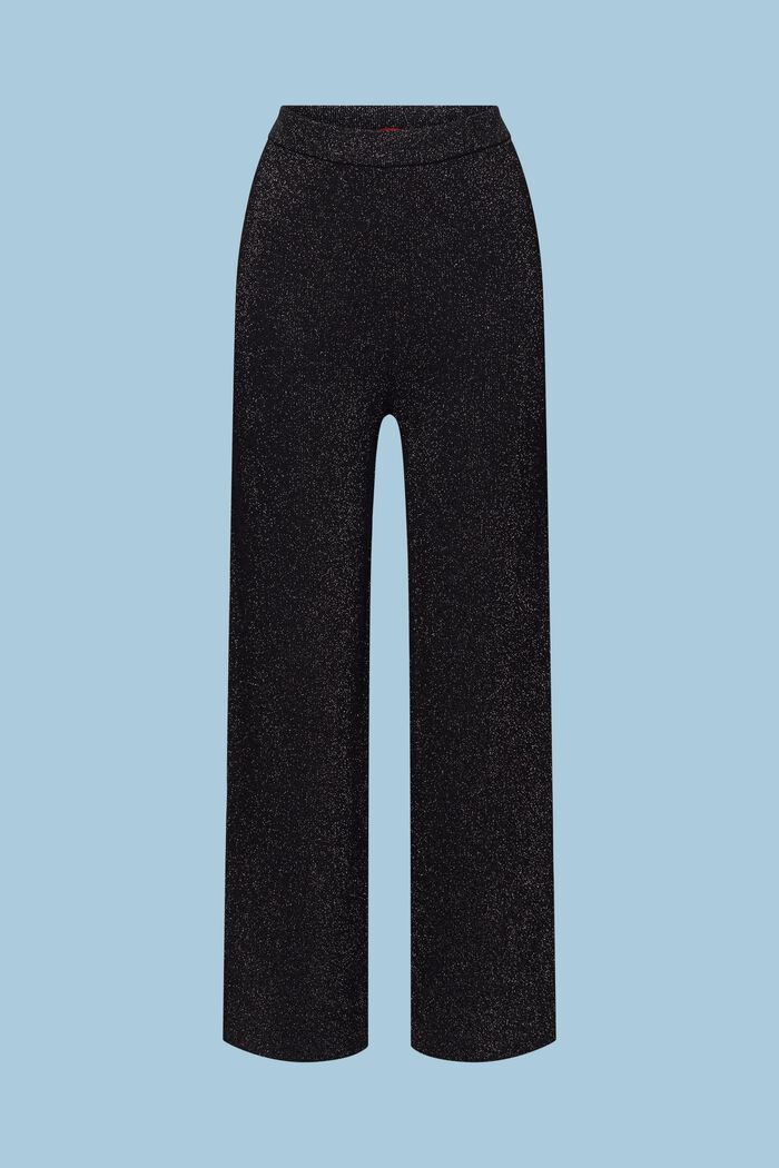 Pantaloni in maglia a gamba larga scintillanti, BLACK, detail image number 6