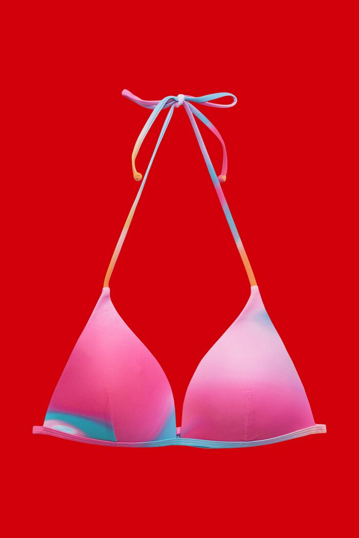 Bikini a triangolo imbottito tie dye, PINK, detail image number 4