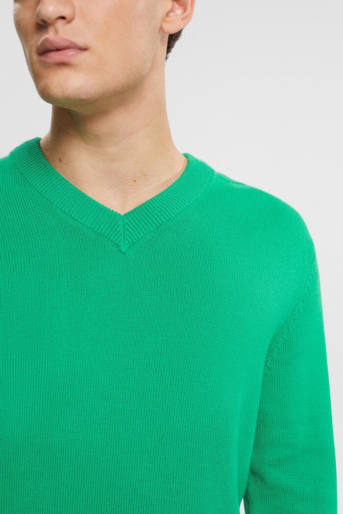 Pullover in maglia con scollo a V, LIGHT GREEN, detail image number 0