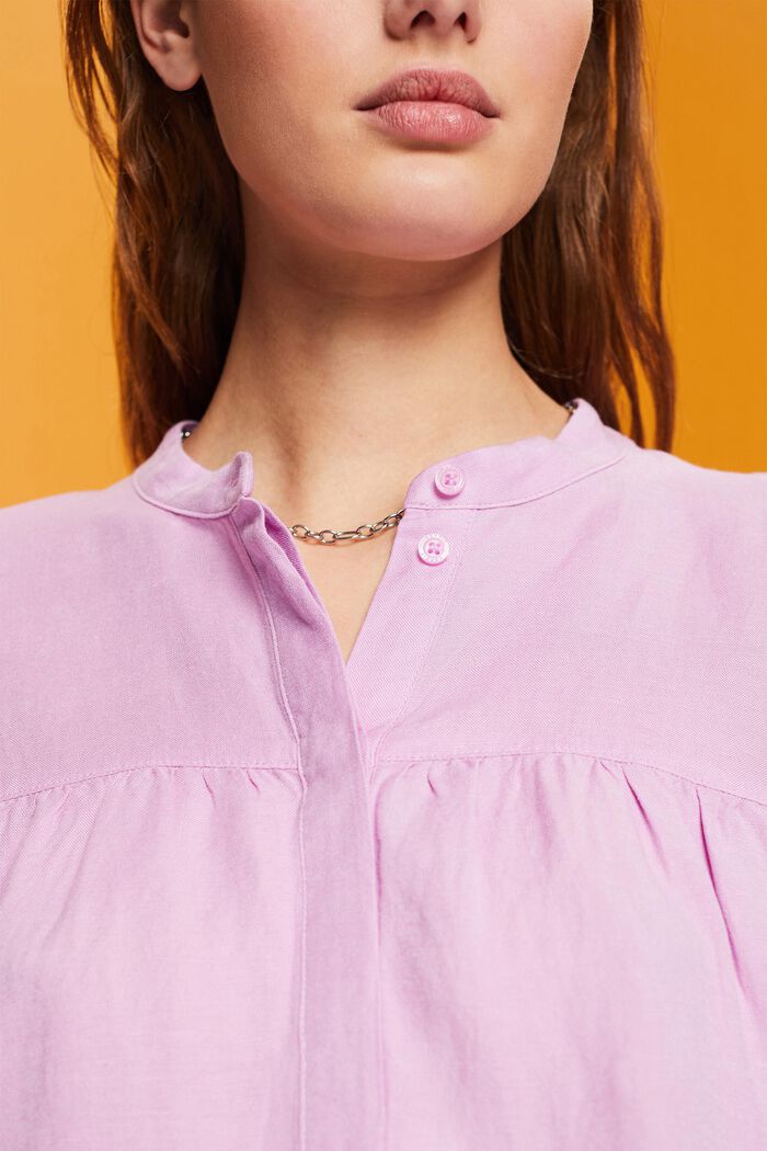 Blusa in misto lino, LILAC, detail image number 2