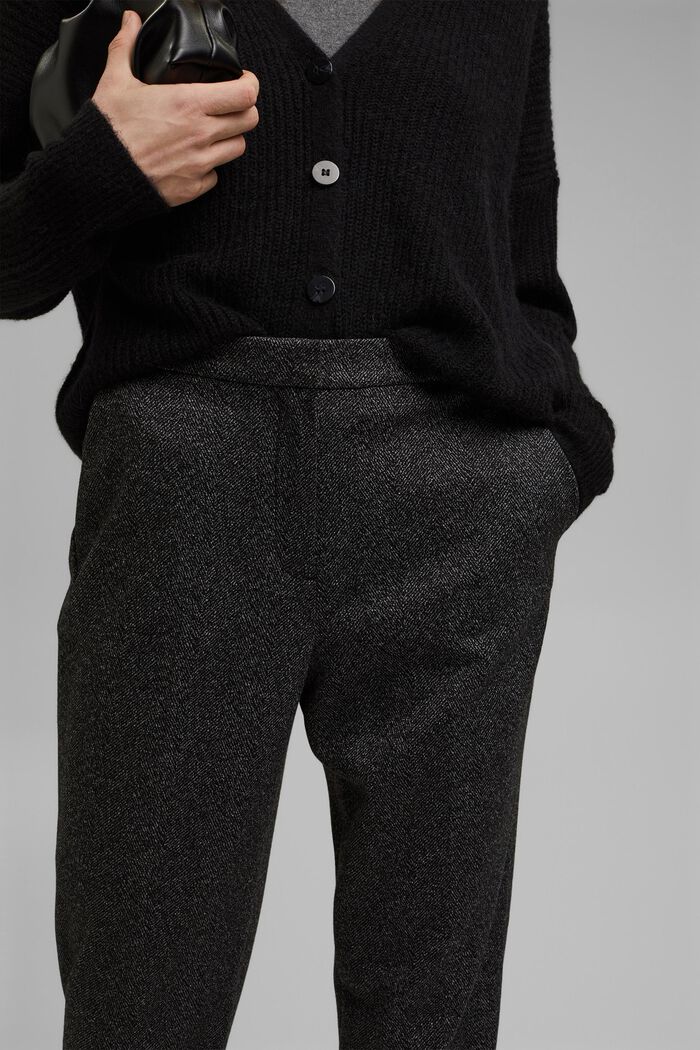 Pantaloni stretch Mix + Match SPINA DI PESCE, BLACK, detail image number 2