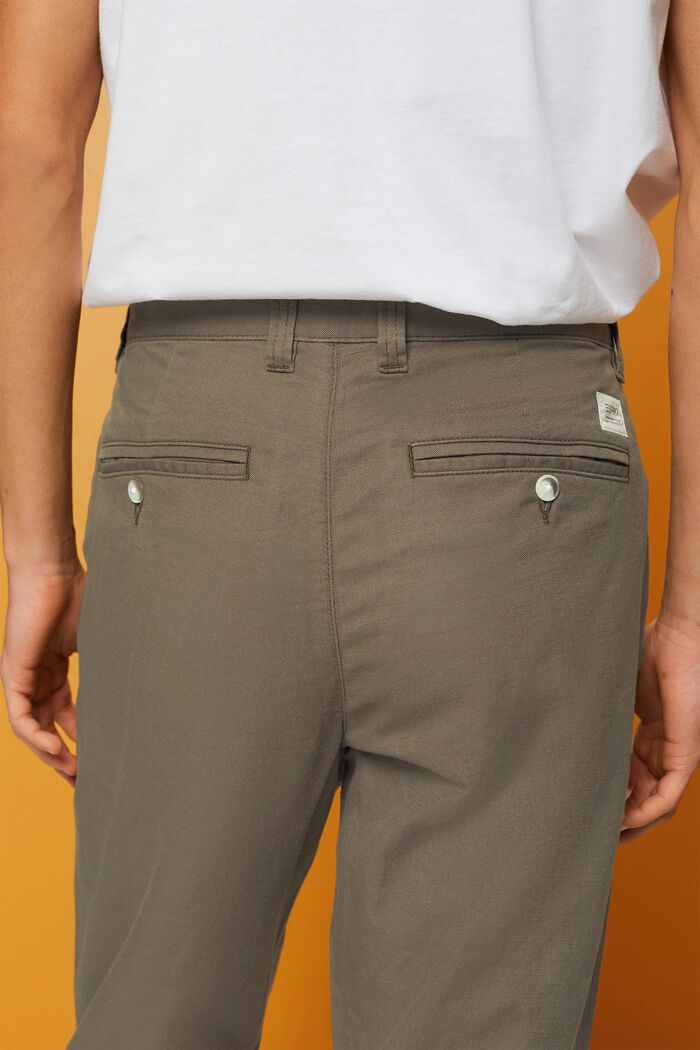 Pantaloni in misto cotone e lino, DUSTY GREEN, detail image number 5
