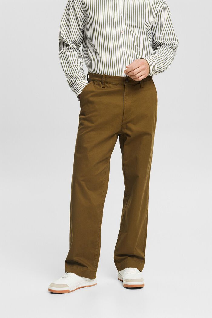 Pantaloni chino dritti in stile vintage, KHAKI GREEN, detail image number 0