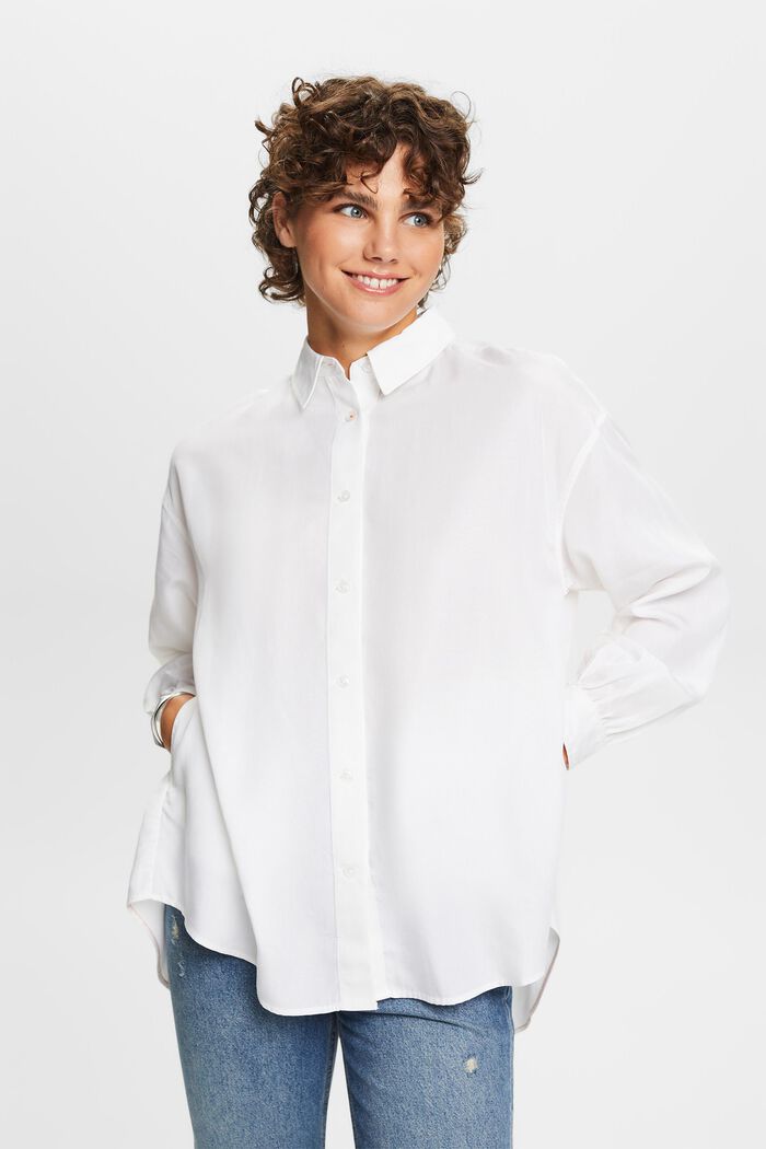 Camicia blusata oversize, WHITE, detail image number 4