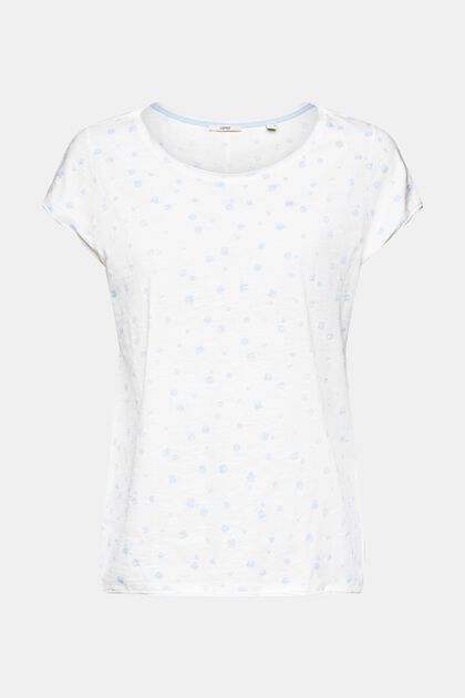 T-shirt floreale con orli arrotolati, OFF WHITE, overview