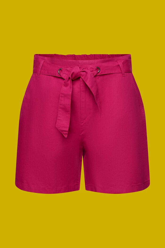 Pantaloncini con cintura da annodare, misto cotone e lino, DARK PINK, detail image number 6