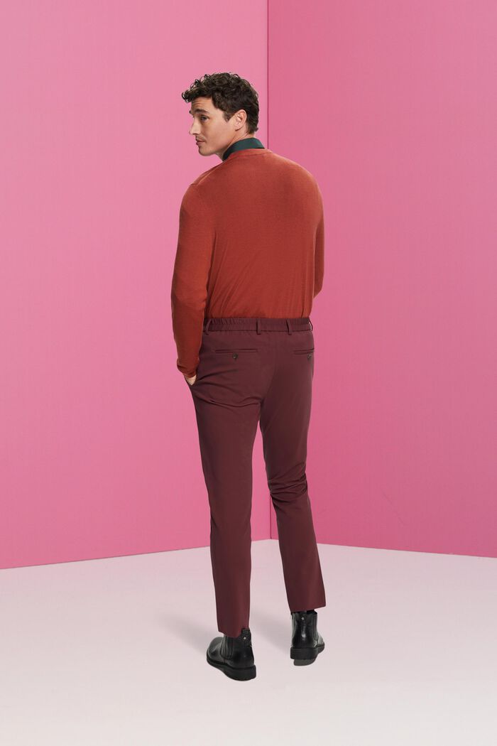 Pantaloni da completo in jersey di cotone piqué, BORDEAUX RED, detail image number 3