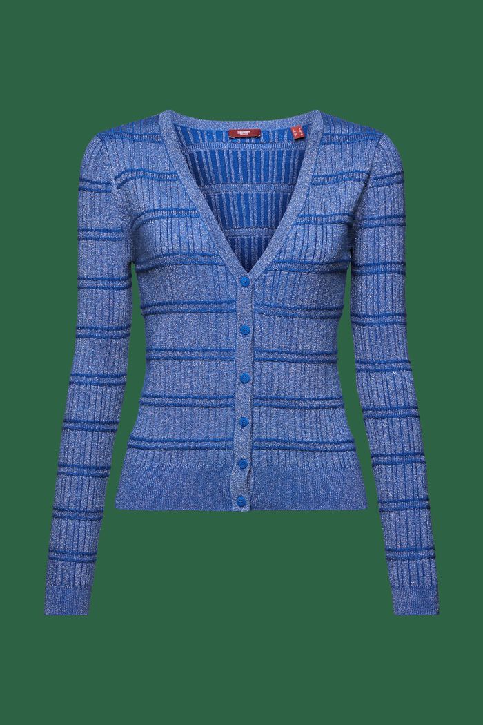 Cardigan con scollo a V in lamé, BRIGHT BLUE, detail image number 6