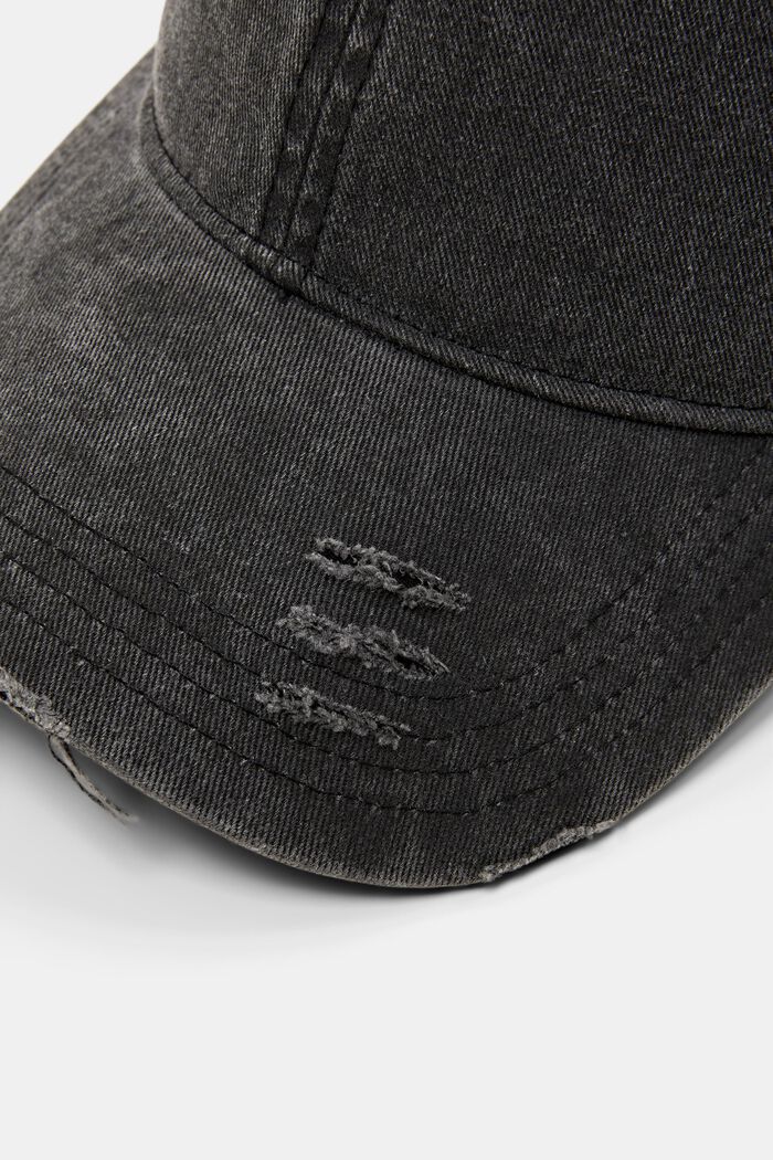 Cappello da baseball con dettagli rovinati, BLACK, detail image number 1