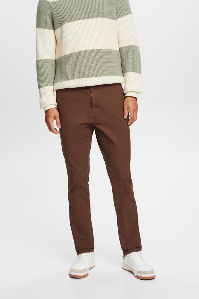 Pantaloni chino, cotone con stretch, DARK BROWN, detail image number 0