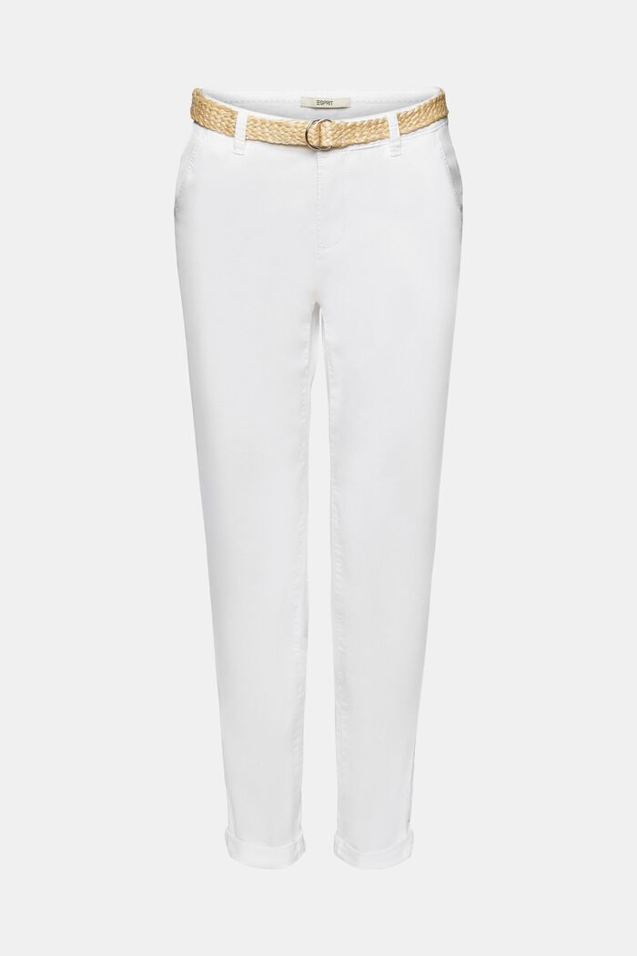 Pantaloni chino con cintura, WHITE, detail image number 7