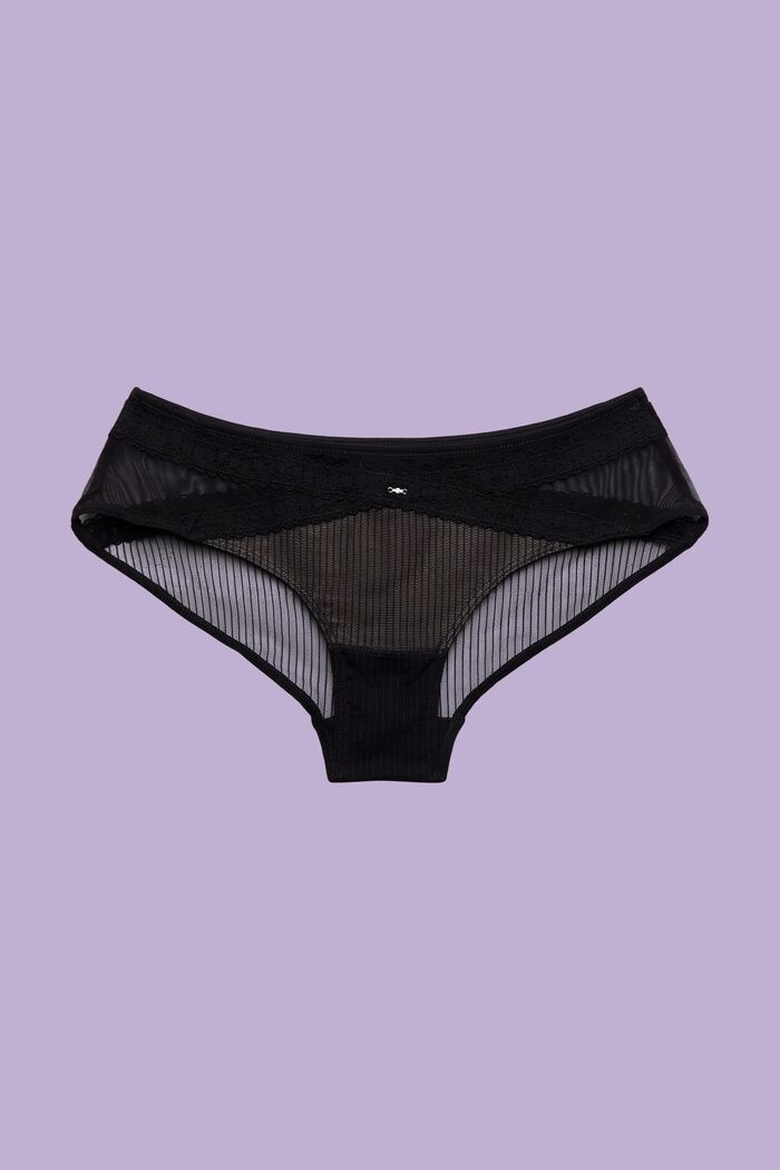 Shorts a culotte brasiliana in mesh, BLACK, detail image number 3