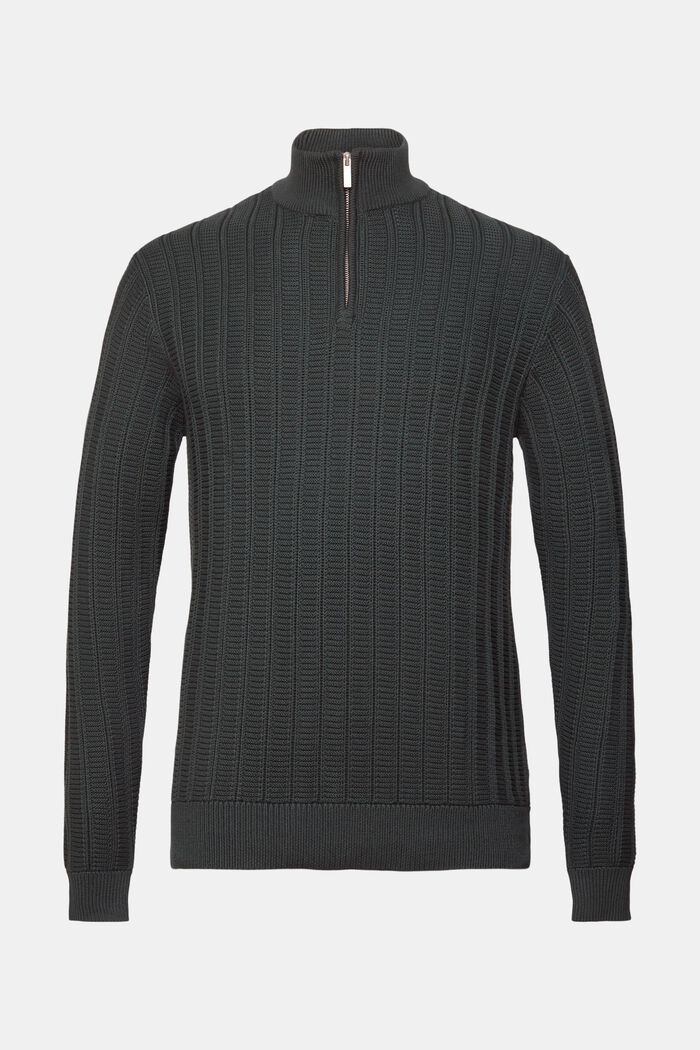Pullover in maglia larga con zip di media lunghezza, DARK TEAL GREEN, detail image number 6