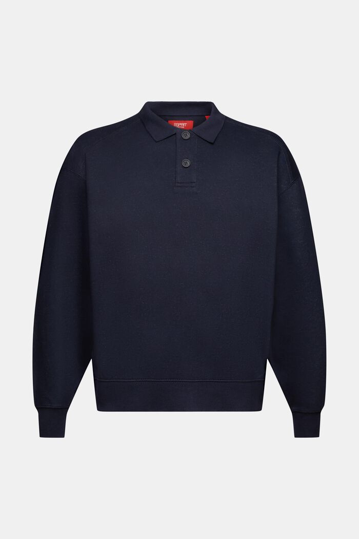 Felpa stile polo a maniche lunghe, NAVY, detail image number 6