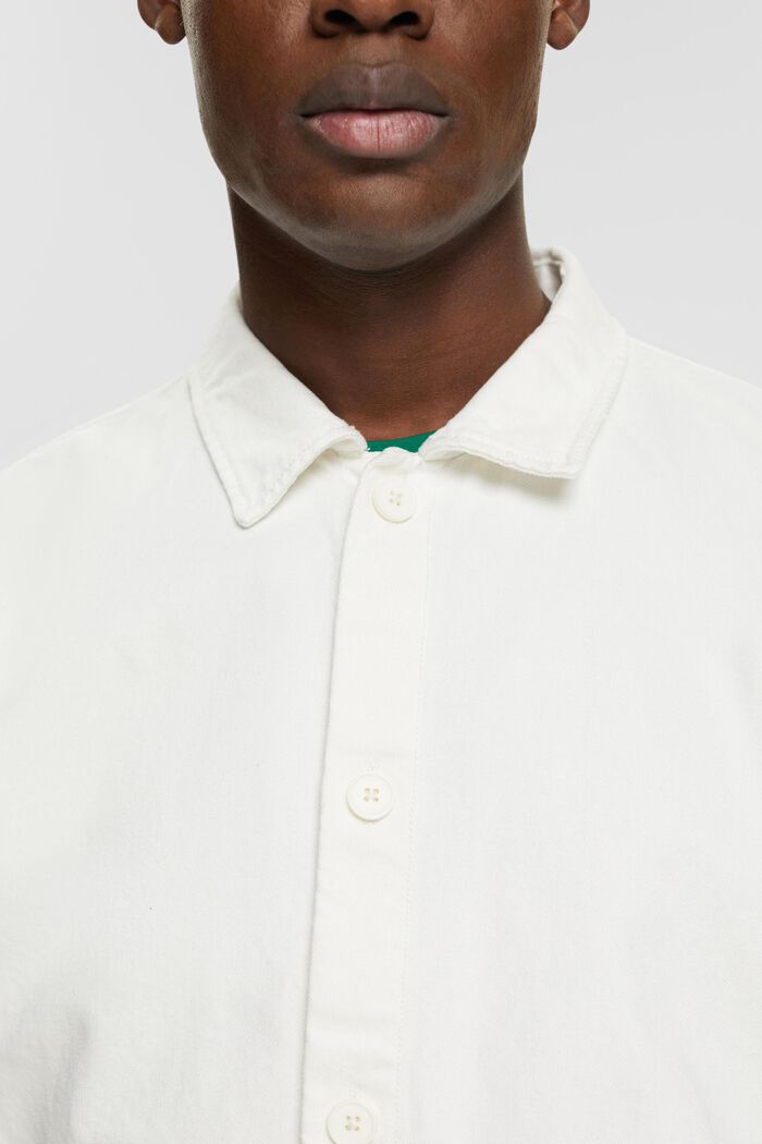 Overshirt in cotone biologico, OFF WHITE, detail image number 2