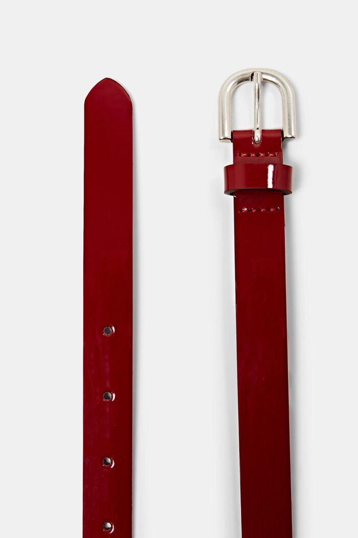 Cintura sottile in similpelle verniciata, DARK RED, detail image number 1