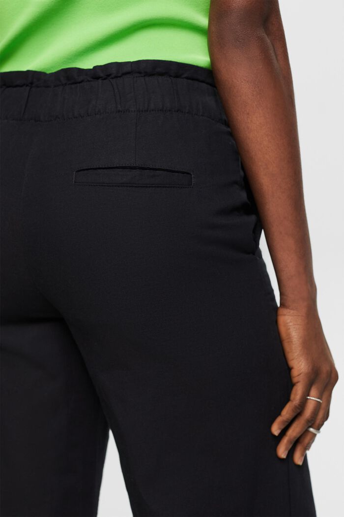 Pantaloni culotte cropped in lino e cotone, BLACK, detail image number 3