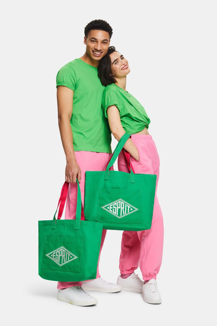 Tote Bag con logo in canvas, GREEN, detail image number 5