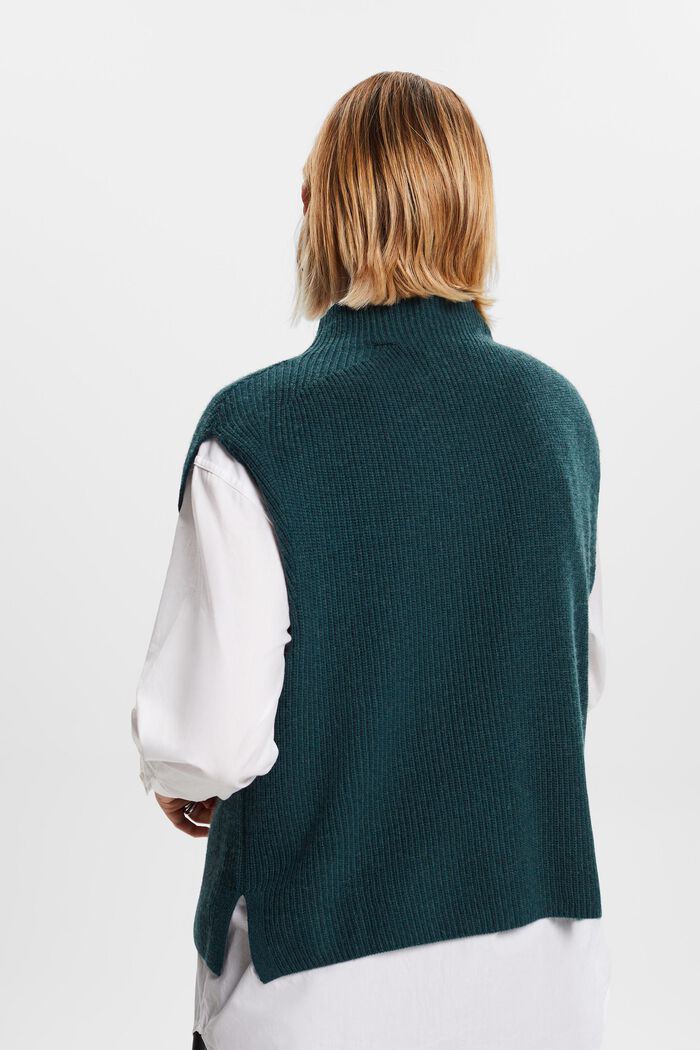 Gilet in maglia a coste in misto lana, NEW EMERALD GREEN, detail image number 4