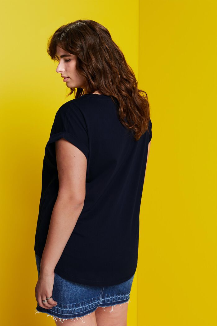 CURVY T-shirt con stampa sul davanti, 100% cotone, NAVY, detail image number 3