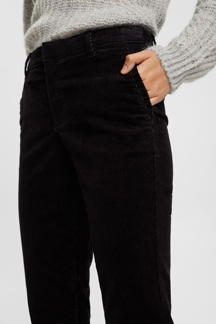 Pantaloni in velluto a vita media, BLACK, detail image number 0