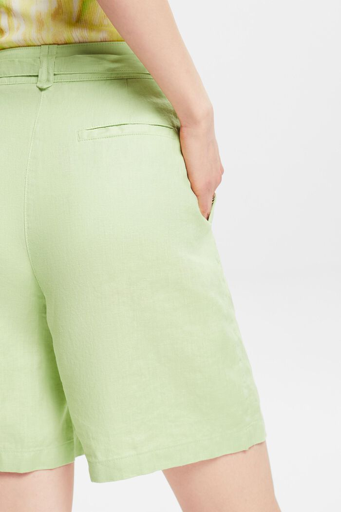 Pantaloncini a gamba larga in lino, LIGHT GREEN, detail image number 4