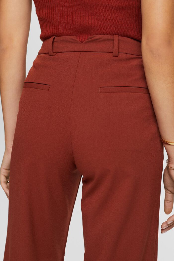 Pantaloni culotte a vita alta con pieghe in vita, RUST BROWN, detail image number 4