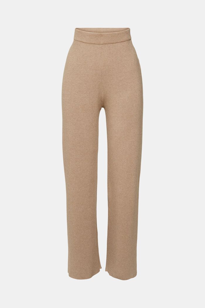 Pantaloni a vita alta in maglia a coste, BEIGE, detail image number 2