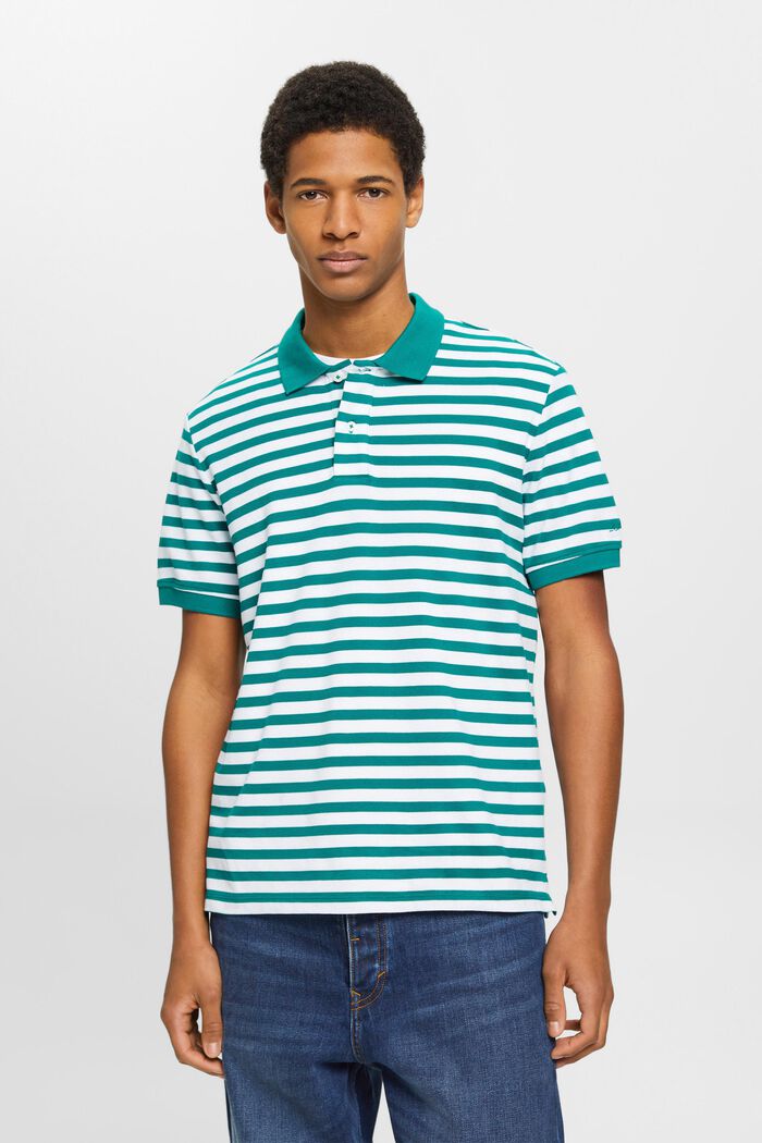 Polo a righe Slim Fit, EMERALD GREEN, detail image number 0