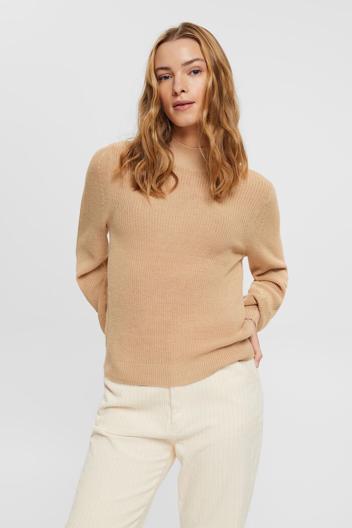 Pullover a lupetto in maglia, CREAM BEIGE, detail image number 0