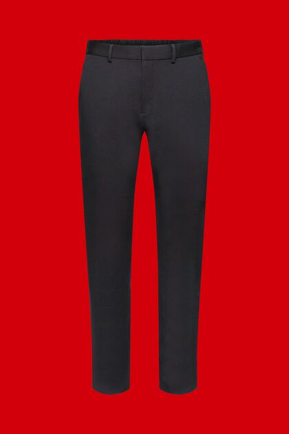 Pantaloni da completo in jersey di cotone piqué, BLACK, overview