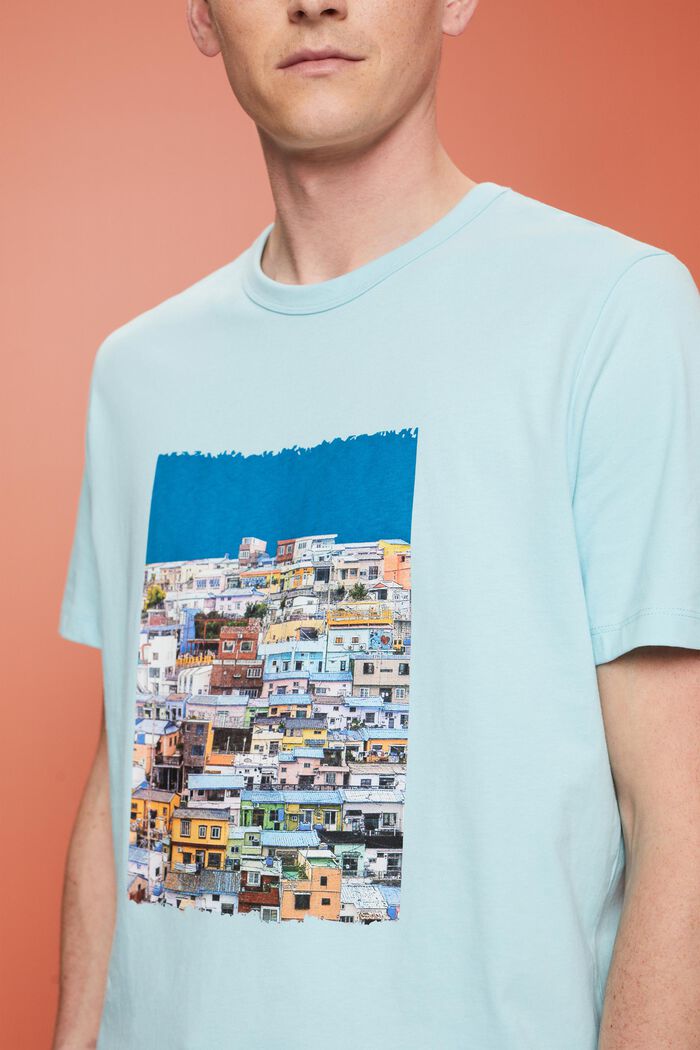 T-shirt in jersey con stampa, 100% cotone, LIGHT TURQUOISE, detail image number 2
