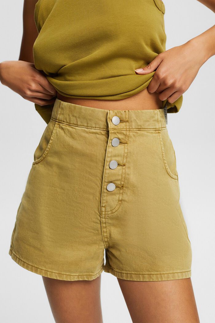 Shorts con abbottonatura, OLIVE, detail image number 0