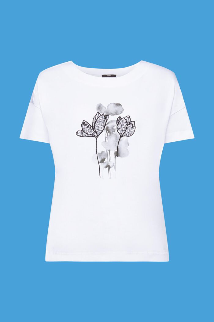 T-shirt ricamata, TENCEL™, WHITE, detail image number 6