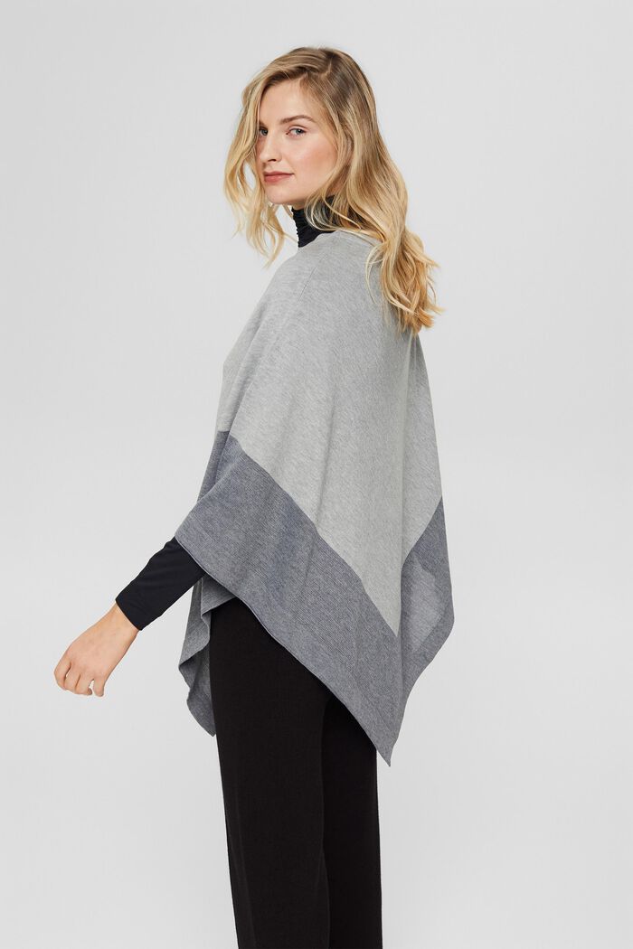 Poncho con righe a contrasto, GREY, detail image number 3
