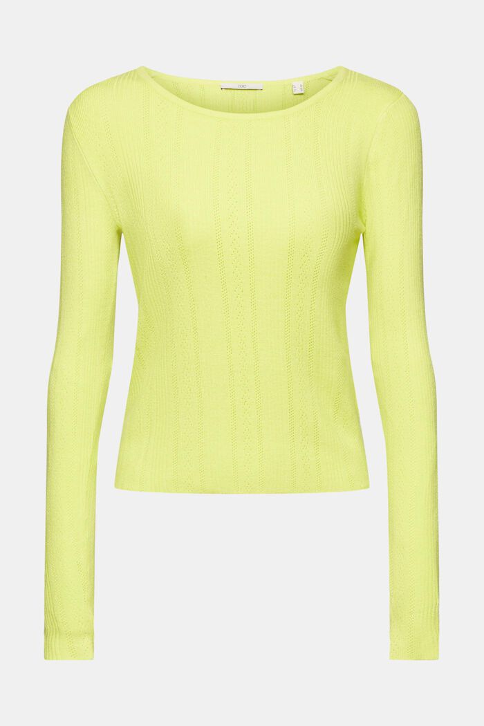 Pullover dal design a giorno, BRIGHT YELLOW, detail image number 8
