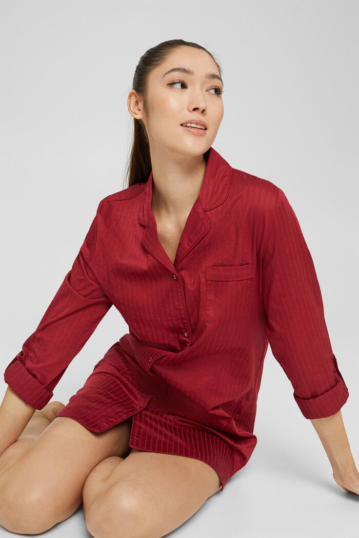 Camicia da notte in 100% cotone, CHERRY RED, overview