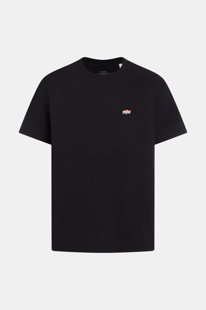 T-shirt con logo AMBIGRAM ricamato sul petto, BLACK, overview