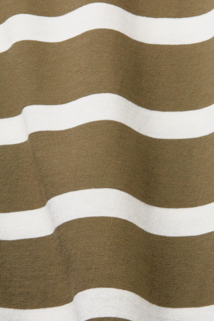 T-shirt a righe in jersey di cotone, KHAKI GREEN, detail image number 5