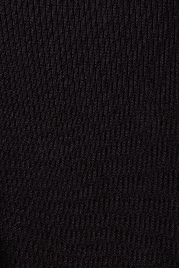 Pullover a lupetto in maglia a coste, BLACK, detail image number 5