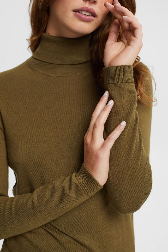 Pullover a dolcevita, KHAKI GREEN, detail image number 0