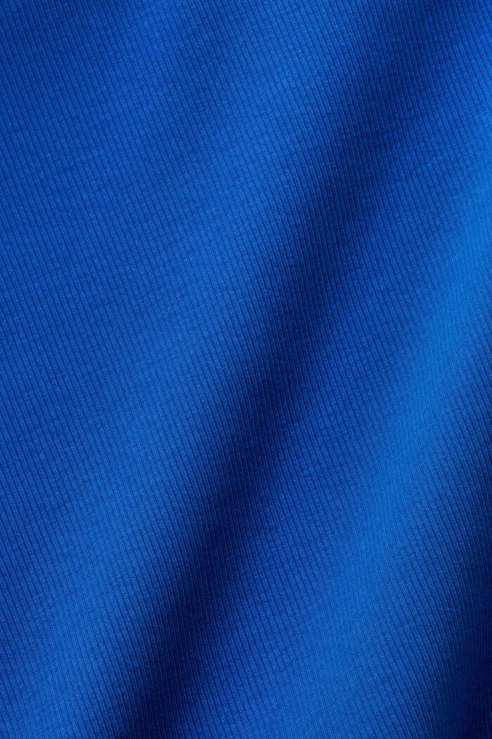 T-shirt accorciata in cotone a coste, BRIGHT BLUE, detail image number 5