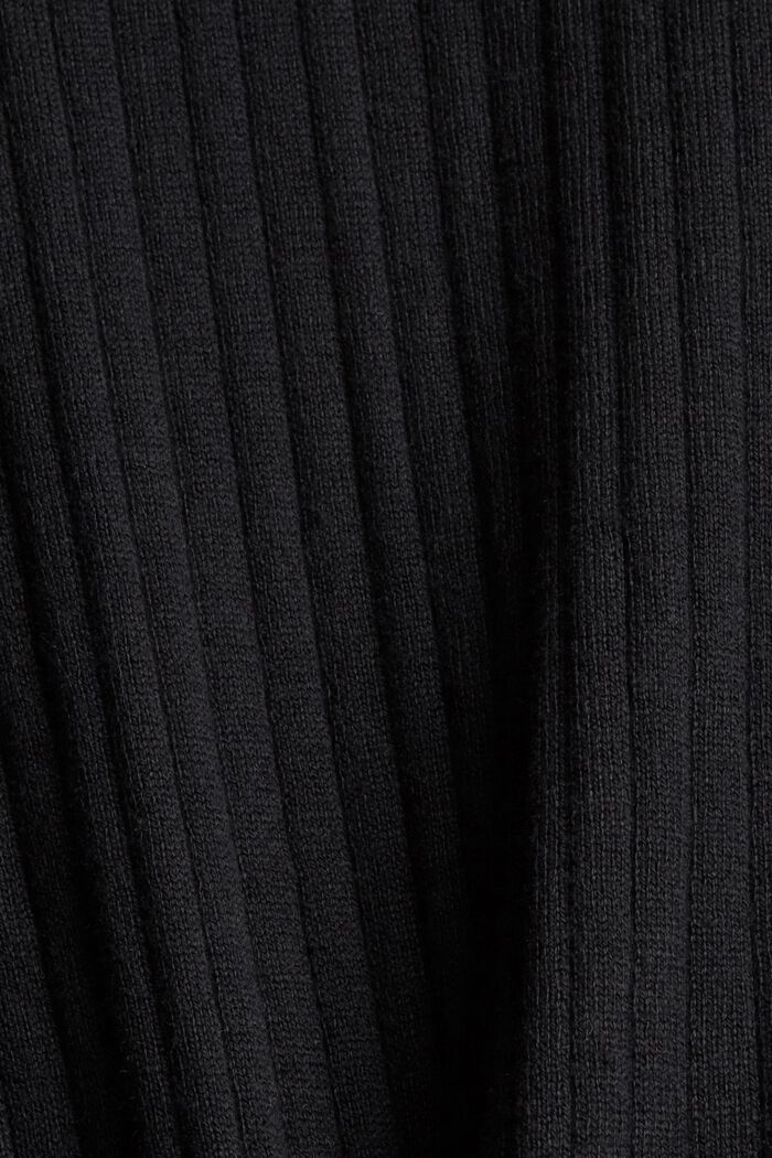 Pullover a manica corta a coste, BLACK, detail image number 1