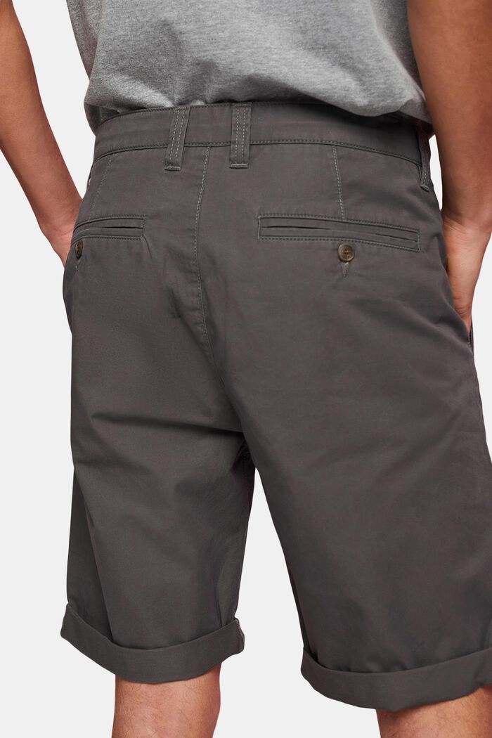 Pantaloncini stile chino in cotone sostenibile, DARK GREY, detail image number 4