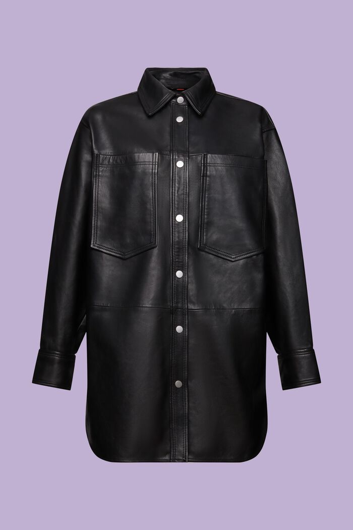 Giacca in pelle oversize, BLACK, detail image number 6