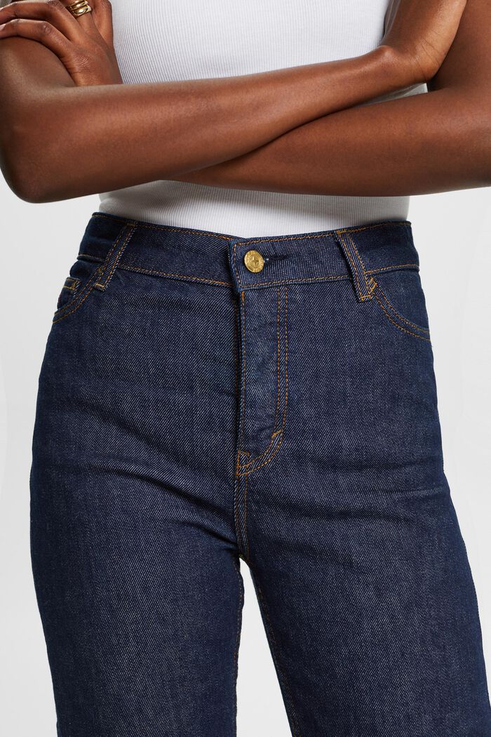 Jeans dritti premium, cimosati e a vita alta, BLUE RINSE, detail image number 1
